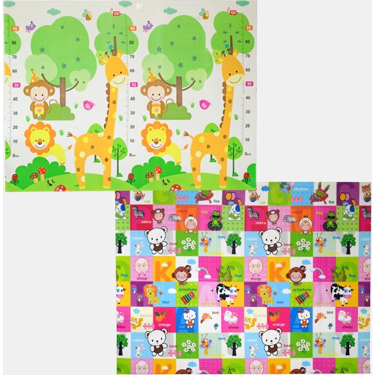 Covoras pentru Copii, cu 2 Fete, Model Safari/Animale, din XPE+PE, Impermeabil, Antiderapant, Protectie Termica, +3 Luni, Pliabil, 150 x 200 x 1 cm, Multicolor