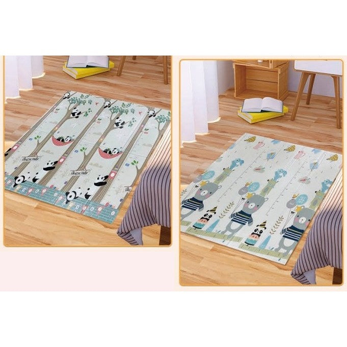 Covoras pentru Copii, cu 2 Fete, Model Panda/Party, din XPE+PE, Impermeabil, Antiderapant, Protectie Termica, +3 Luni, Pliabil, 180 x 200 x 1