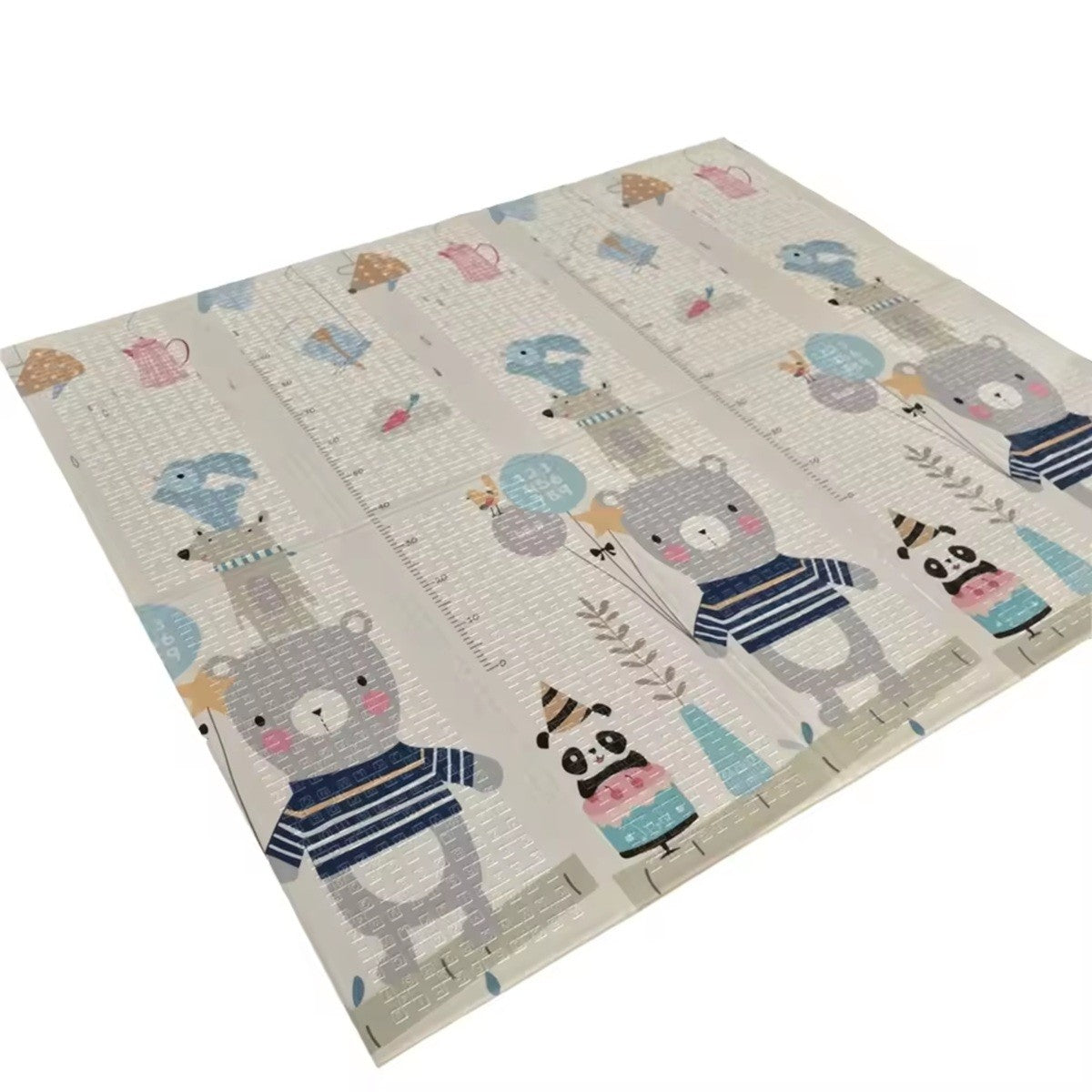 Covoras pentru Copii, cu 2 Fete, Model Panda/Party, din XPE+PE, Impermeabil, Antiderapant, Protectie Termica, +3 Luni, Pliabil, 180 x 200 x 1