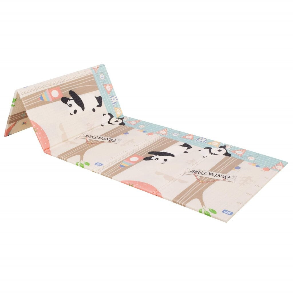 Covoras pentru Copii, cu 2 Fete, Model Panda/Party, din XPE+PE, Impermeabil, Antiderapant, Protectie Termica, +3 Luni, Pliabil, 180 x 200 x 1