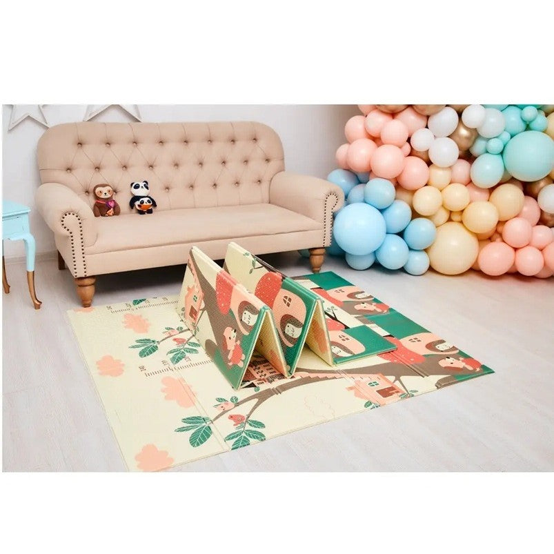 Covoras pentru Copii, Flippy, cu 2 Fete, Model Ursulet/Catelusi, din XPE+PE, Impermeabil, Antiderapant, Protectie Termica, +3 Luni, Pliabil, 180 x 200 x 1.5 cm, Multicolor