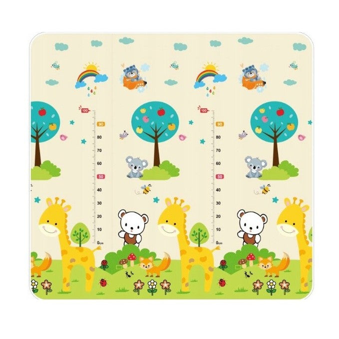 Covoras pentru Copii, Flippy, cu 2 Fete, Model ZOO/Ursulet, din XPE+PE, Impermeabil, Antiderapant, Protectie Termica, +3 Luni, Pliabil, 180 x 200 x 1.5 cm, Multicolor