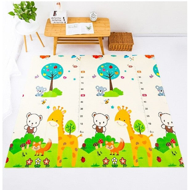 Covoras pentru Copii, Flippy, cu 2 Fete, Model ZOO/Ursulet, din XPE+PE, Impermeabil, Antiderapant, Protectie Termica, +3 Luni, Pliabil, 180 x 200 x 1.5 cm, Multicolor