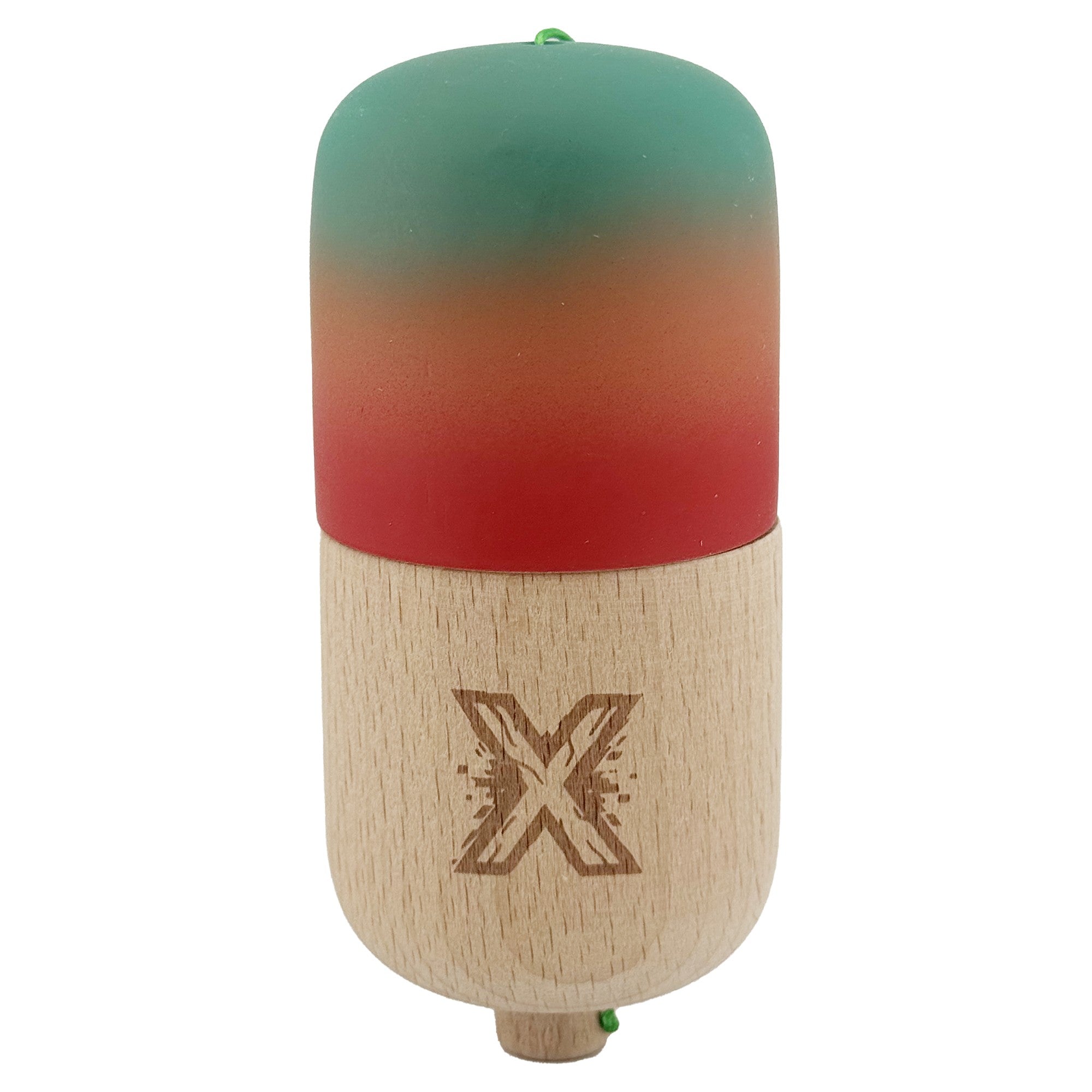 Kendama Pill X Originala, Profesionala Model Rubber Grip Pilula, din Lemn, Varsta 9+, Ata 62/65 cm, 11 x 5 x 5 cm, Gradient