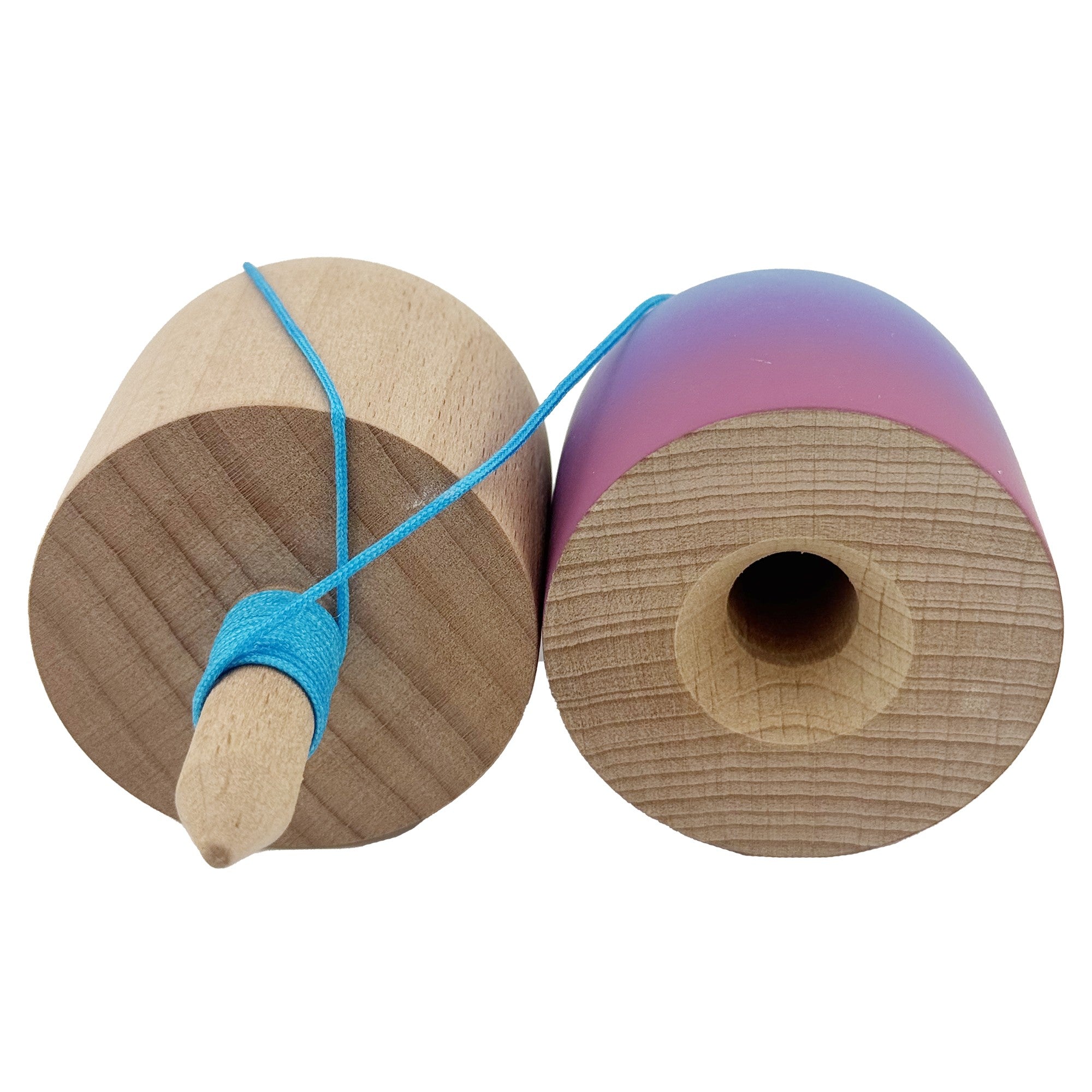 Kendama Pill X Originala, Profesionala Model Rubber Grip Pilula, din Lemn, Varsta 9+, Ata 62/65 cm, 11 x 5 x 5 cm, Gradient Albastru deschis/Rosu