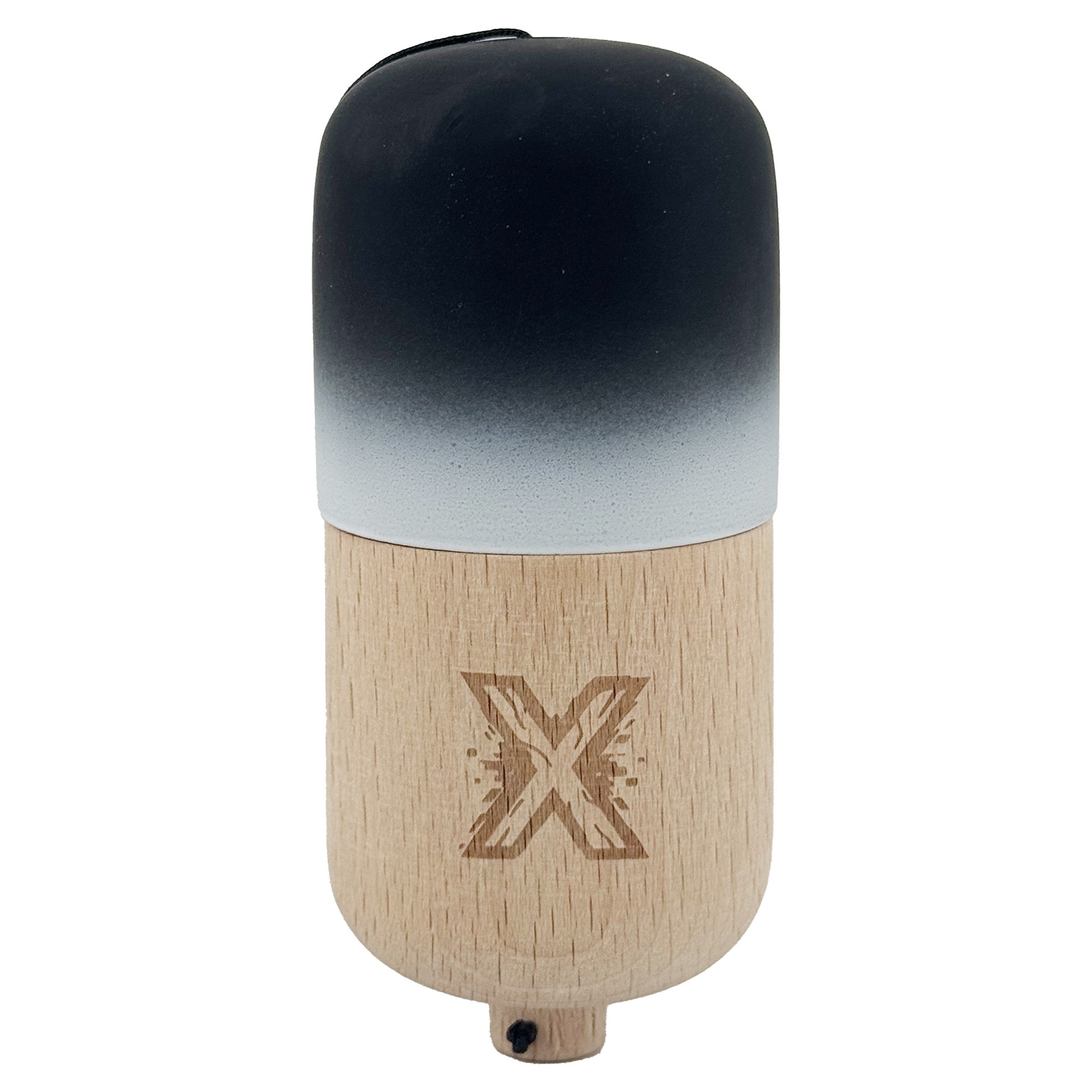 Kendama Pill X Originala, Profesionala Model Rubber Grip Pilula, din Lemn, Varsta 9+, Ata 62/65 cm, 11 x 5 x 5 cm, Gradient Negru/Alb