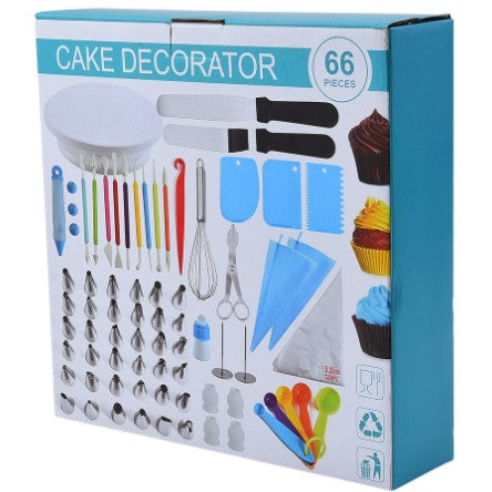 Set 66 Piese Ustensile pentru Ornare Prajituri, din Plastic si Otel Inoxidabil, Multicolor