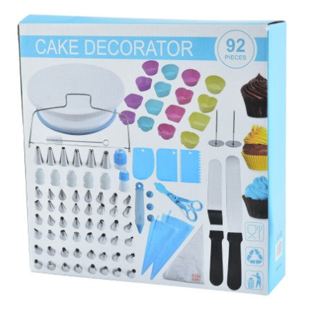 Set 92 Piese Ustensile pentru Ornare Prajituri, din Plastic si Otel Inoxidabil, Forme Briose, Multicolor