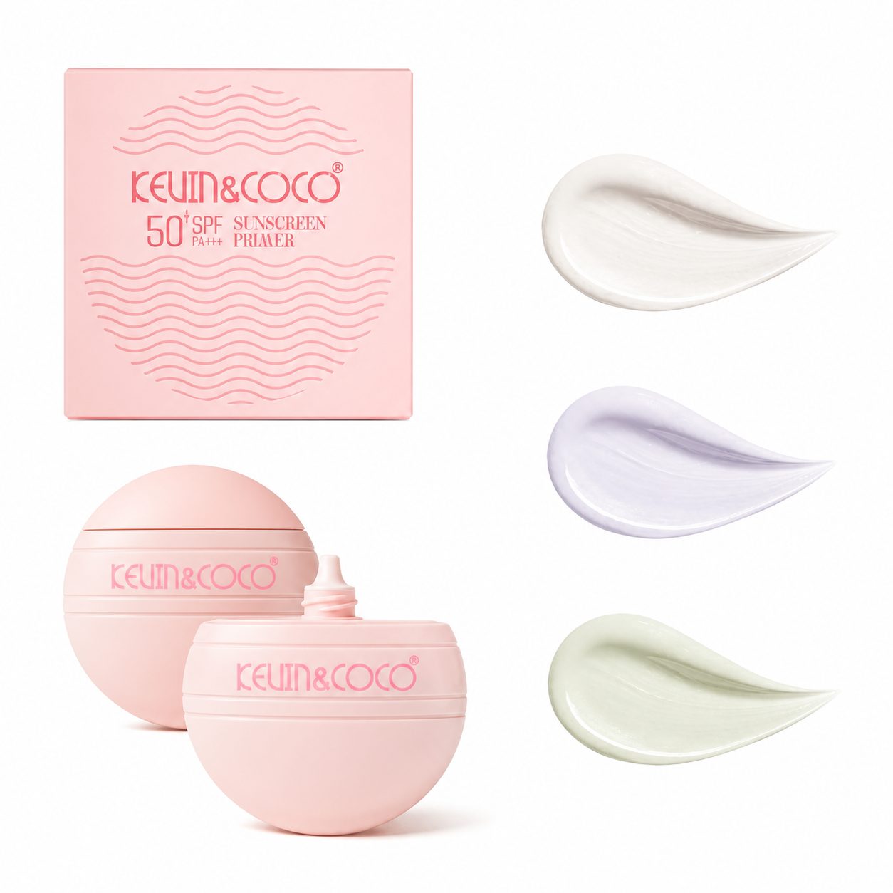 Crema Primer, Kevin&Coco, Baza pentru Machiaj, cu Protectie Solar SPF 50, Hidratare si Uniformizare, Textura Usoara, Efect Neted, Toate Tipurile de Ten, 8 x 7.8 x 3 cm, Alb