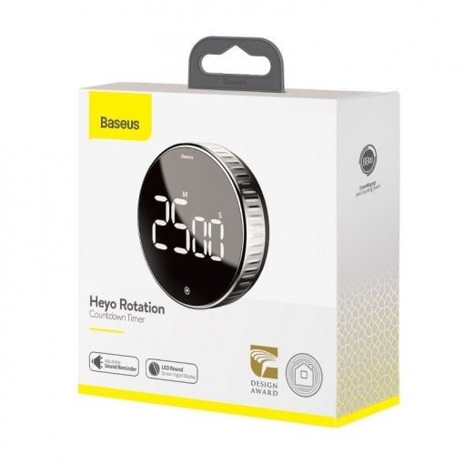 TIMER Baseus Heyo, display LED digital, setare prin rotatie, alarma sonora, magnet, 3 x baterii AAA(nu sunt incluse) 
