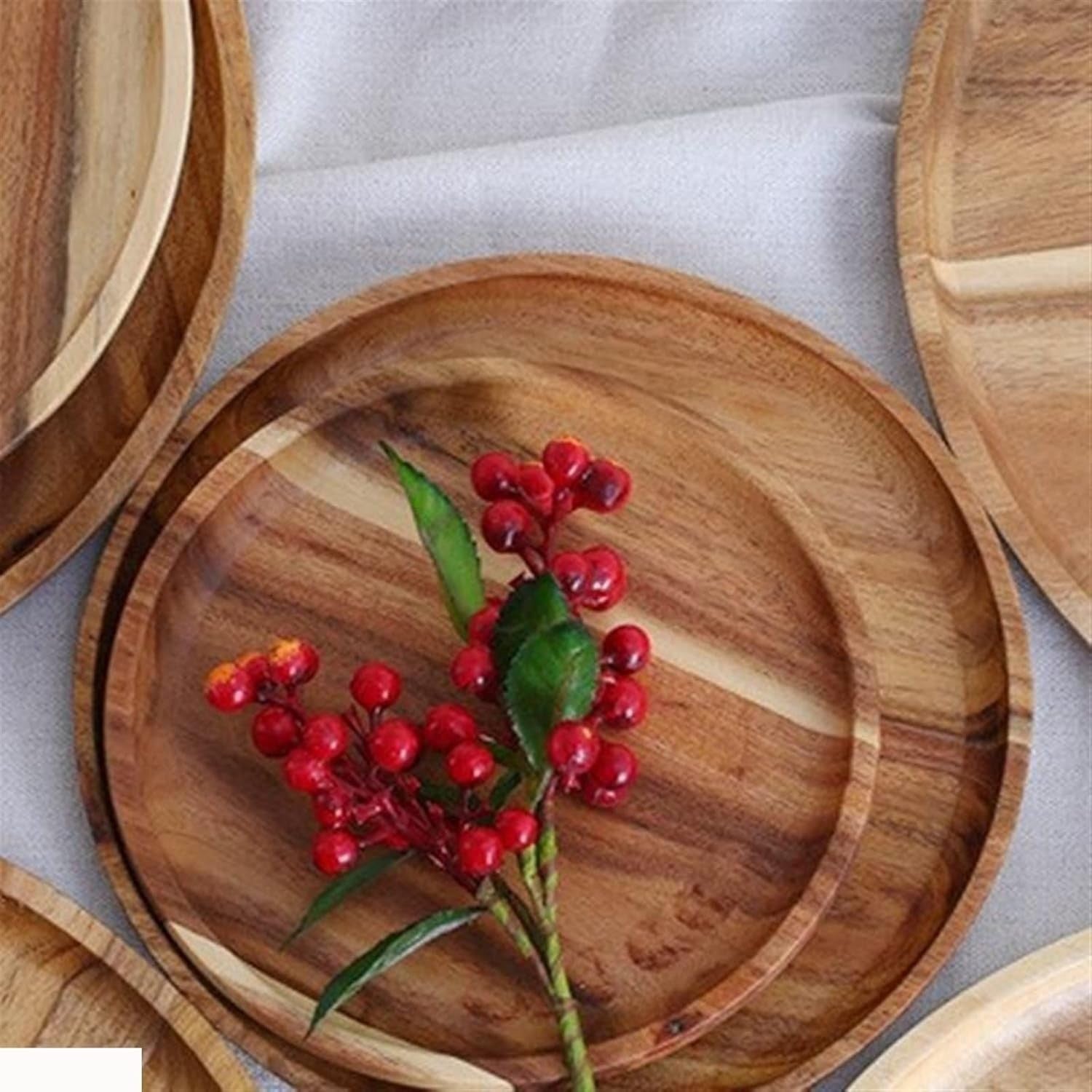 Farfurie din Lemn, Rotunda, pentru Alimente sau Decor, 25 x 1.5 cm, Natur