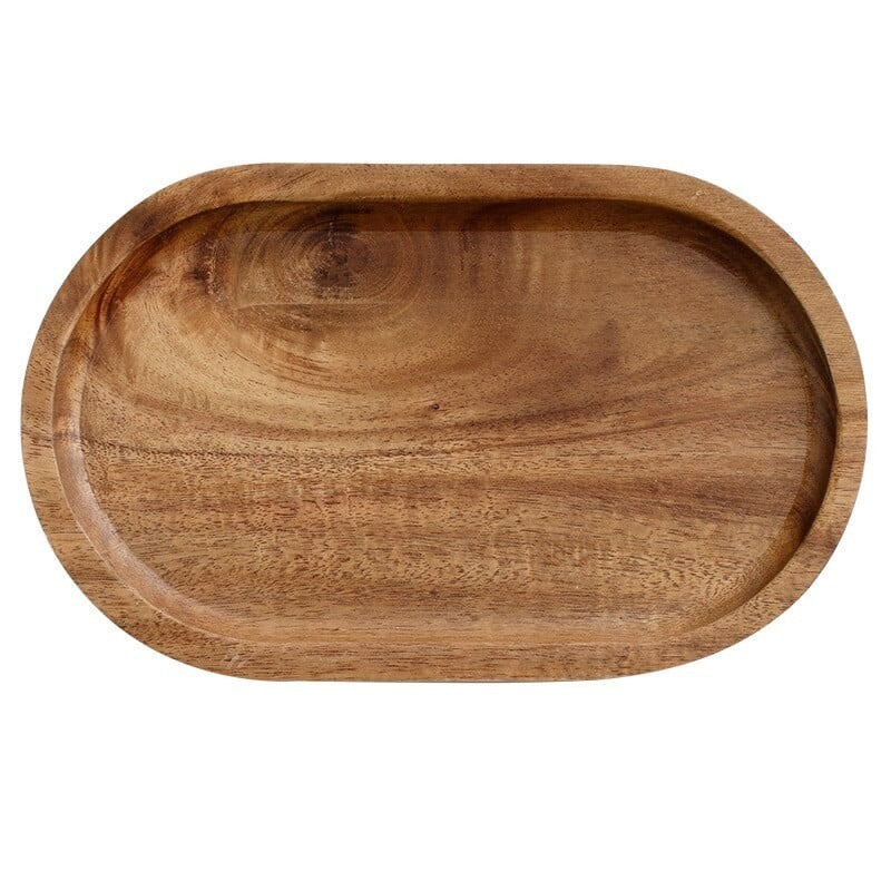 Tava din Lemn, Ovala, pentru Alimente sau Decor, 25 x 15 x 1.5 cm, Natur