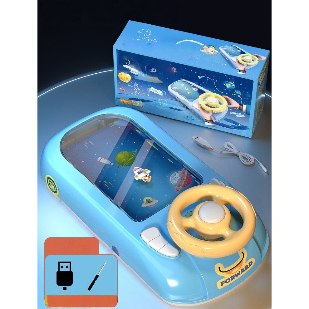 Joc Simulator de Condus, 3-6 Ani, Volan Interactiv, Efecte Sonore, din ABS, USB Inclus, Albastru