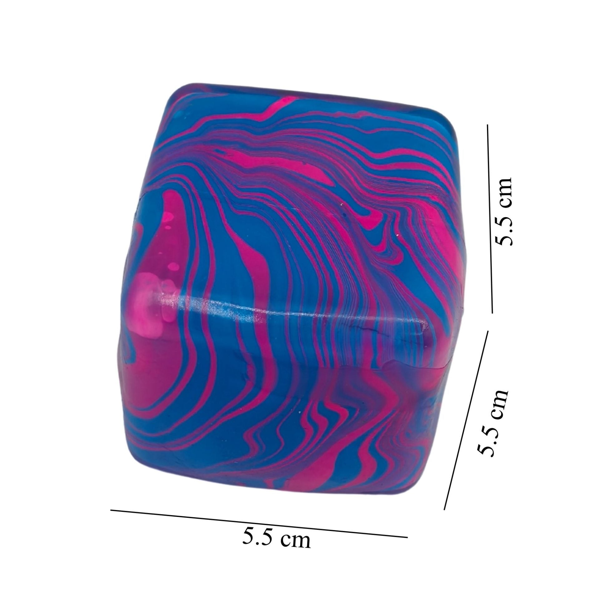 Jucarie Squishy tip Needoh in Forma de Cub de Gheata, Model Linii Flow din Maltoza, Antistres Senzoriala Comprimabila cu Revenire Lenta, 5.5x5.5x5.5 cm, 180 g, Albastru Royal