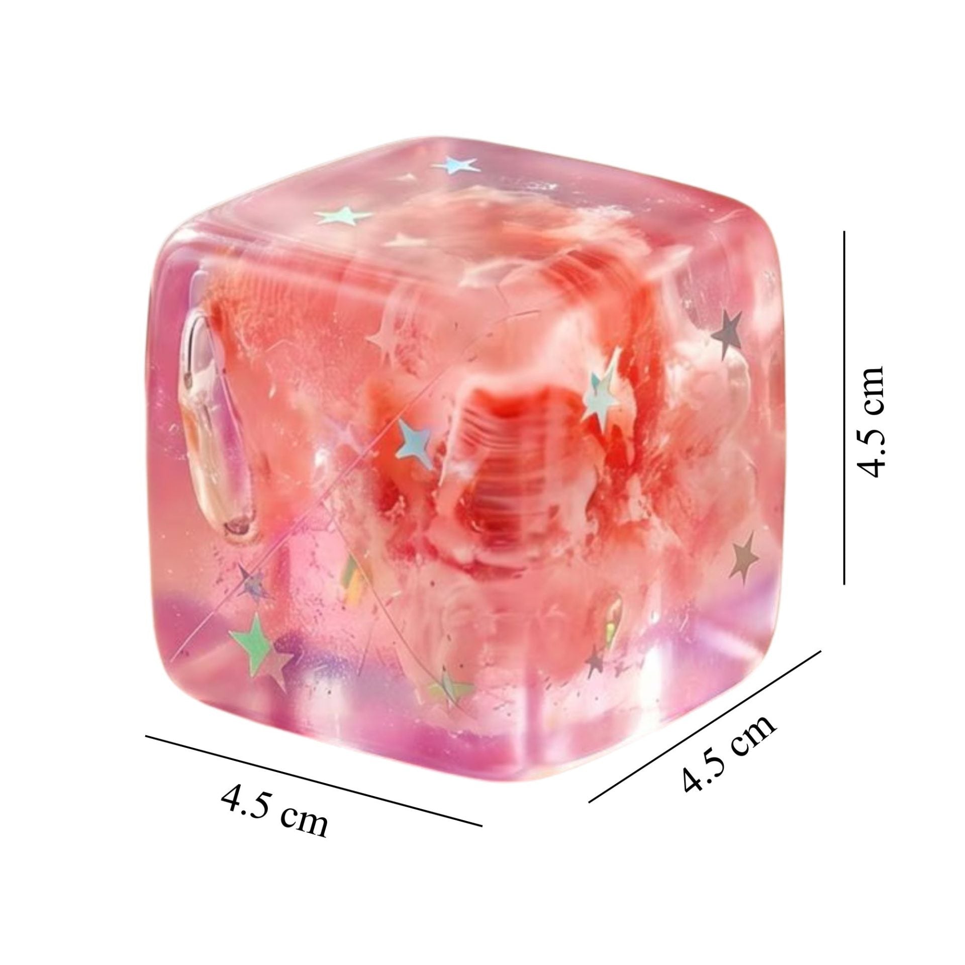 Jucarie Squishy tip Needoh in Forma de Cub, Model Cub de Gheata cu Stele Maritime, Antistres Senzoriala Comprimabila cu Revenire Lenta, 4.5x4.5x4.5 cm, 80 g, Roz