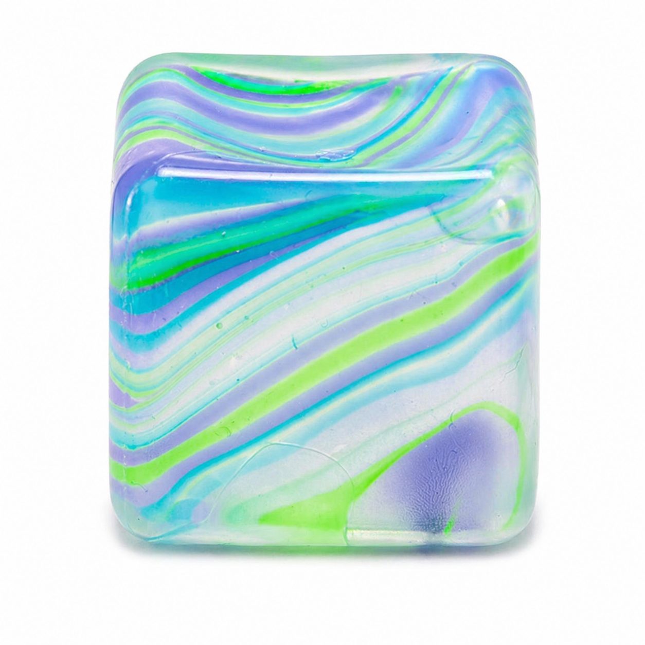 Jucarie Squishy tip Needoh in Forma de Cub de Gheata, Model Simplu din Maltoza, Antistres Senzoriala Comprimabila cu Revenire Lenta, 3.5x3.5x3.5 cm, 70 g, Verde