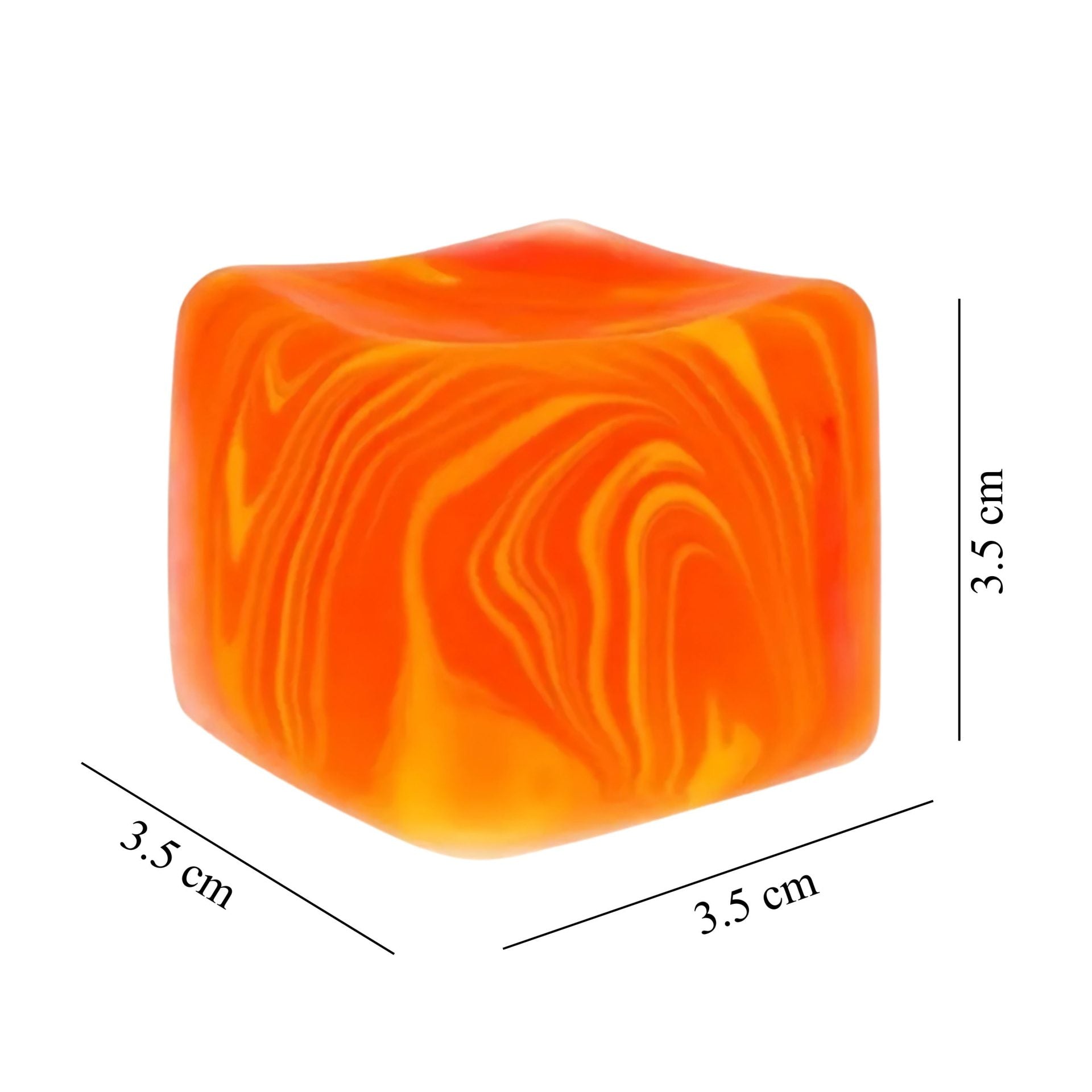 Jucarie Squishy Dumpling in Forma de Cub de Gheata, Model Linii Flow din Maltoza, Antistres Senzoriala Comprimabila cu Revenire Lenta, 3.5x3.5x3.5 cm, 50 g, Portocaliu