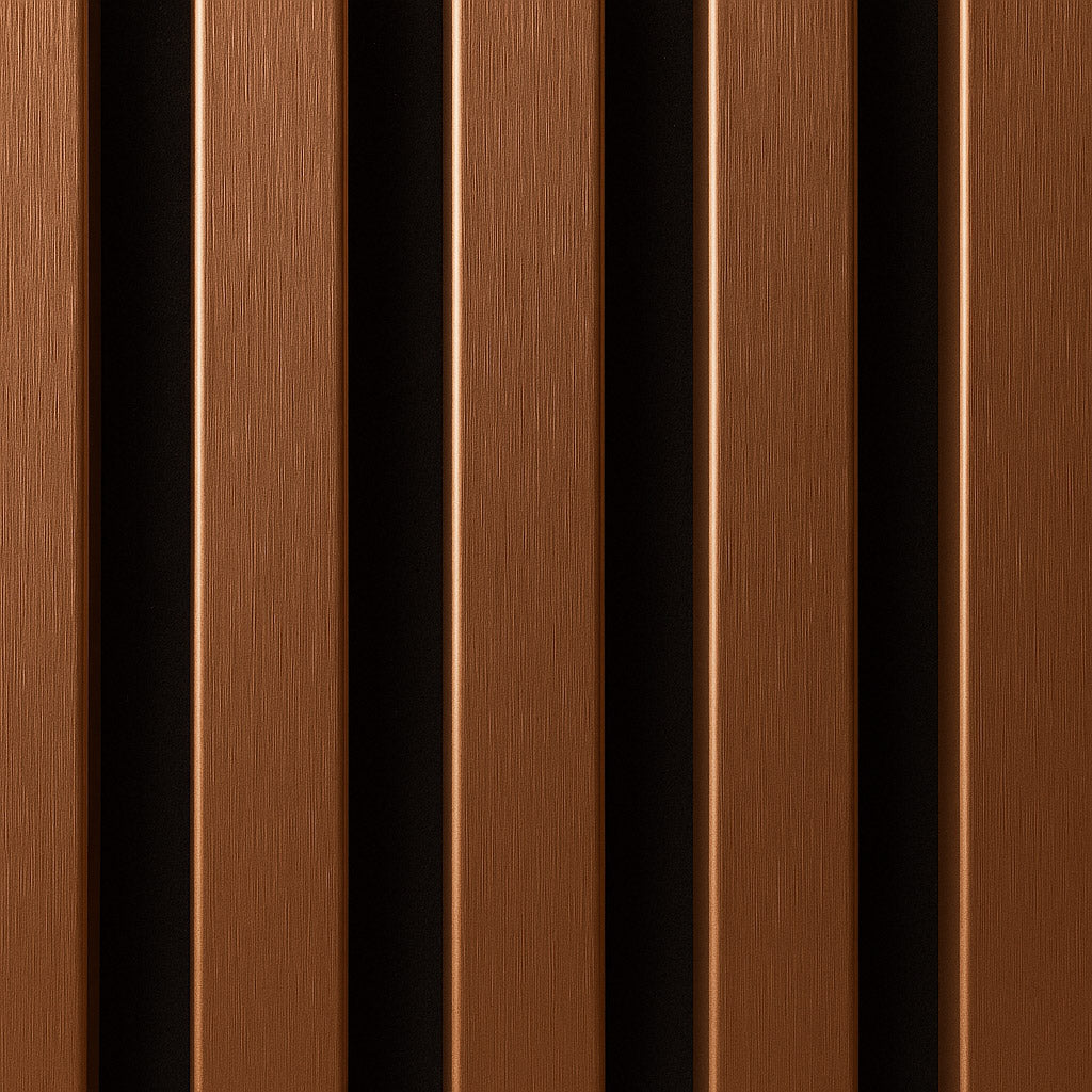 Riflaj MDF decorativ LDA PREMIUM de tip Panou Acustic, Cupru periat, 260x40 cm