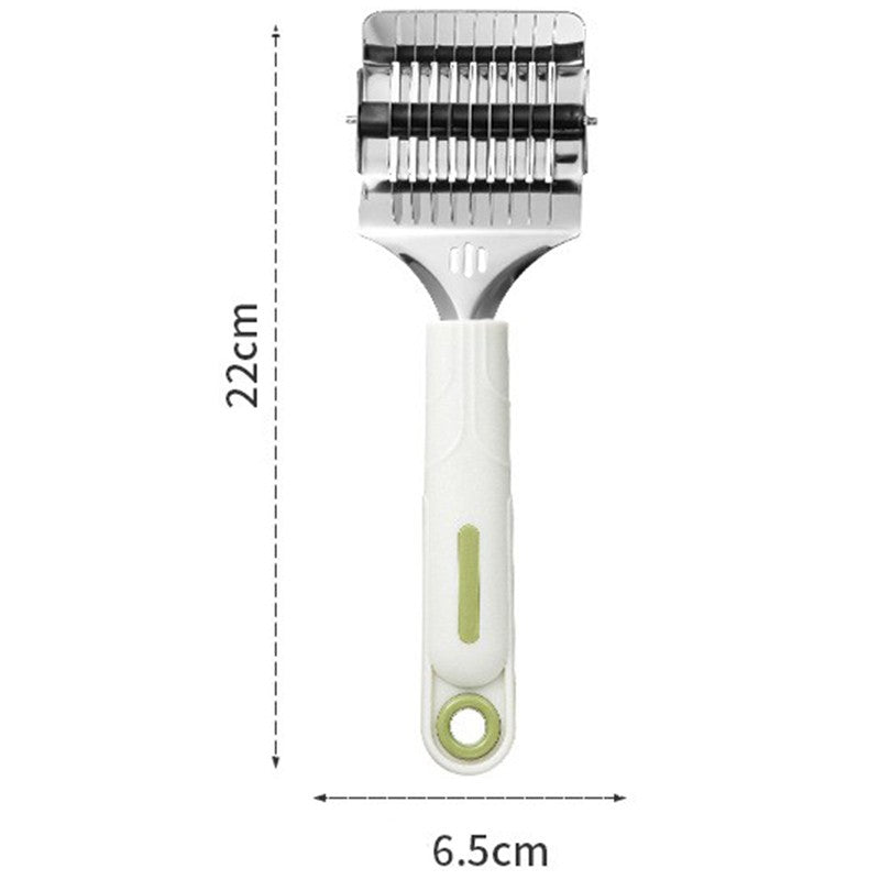 Dispozitiv de taiat Taietei, din Plastic cu Inox Razatoare, Curatator de Legume-Fructe, Maner Anti Alunecare, 22 x 6.5 cm Alb