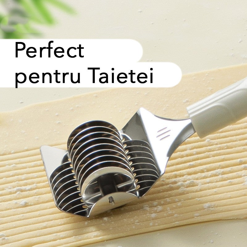 Dispozitiv de taiat Taietei, din Plastic cu Inox Razatoare, Curatator de Legume-Fructe, Maner Anti Alunecare, 22 x 6.5 cm Alb