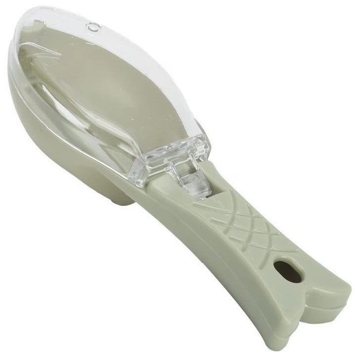 Curatator Manual Solzi de Peste, Forma Peste , Recipient cu Capcac pentru Solzi, Plastic, Verde deschis, 16x6 cm