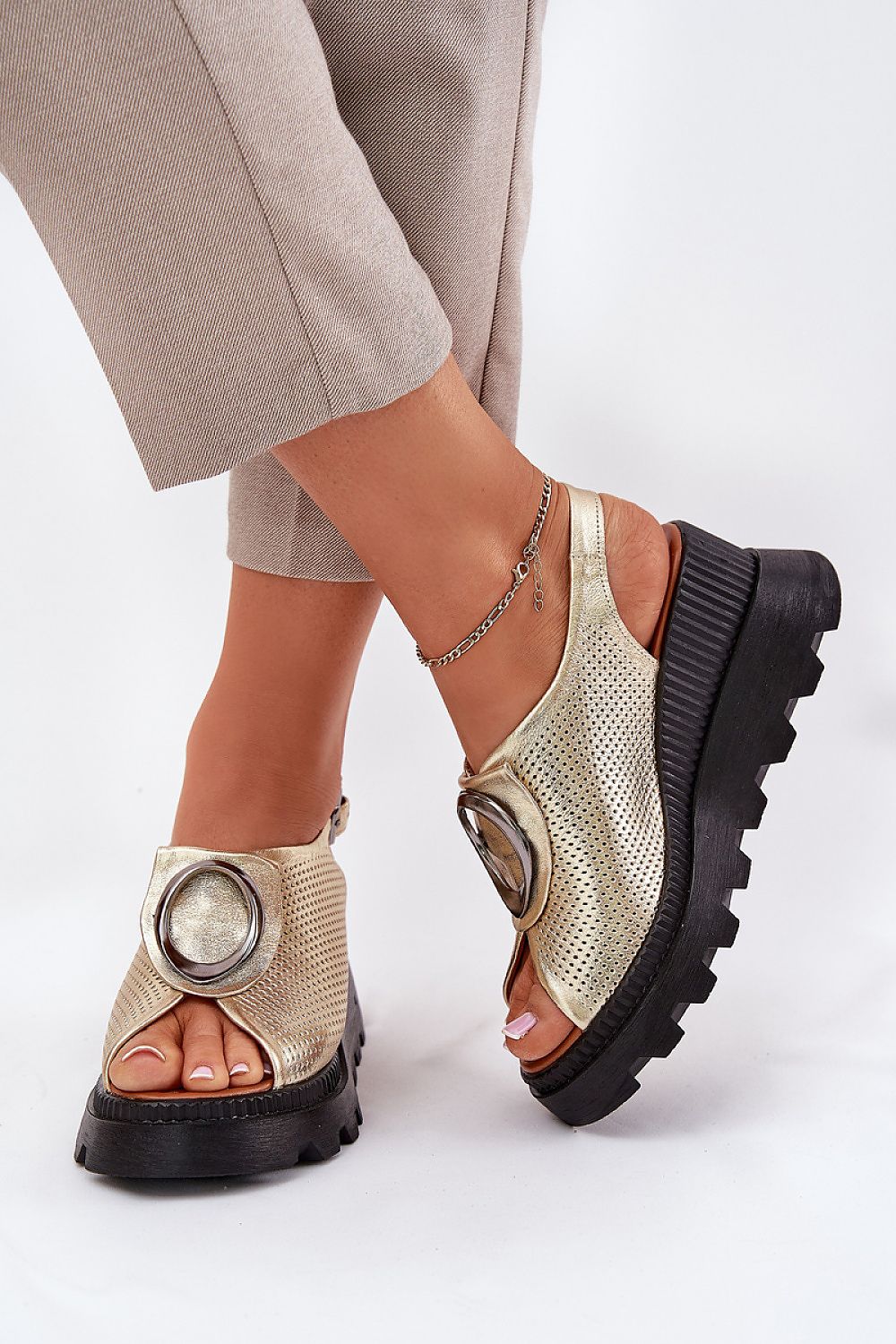  Sandale cu talpă tip pană model 213004 Step in style 