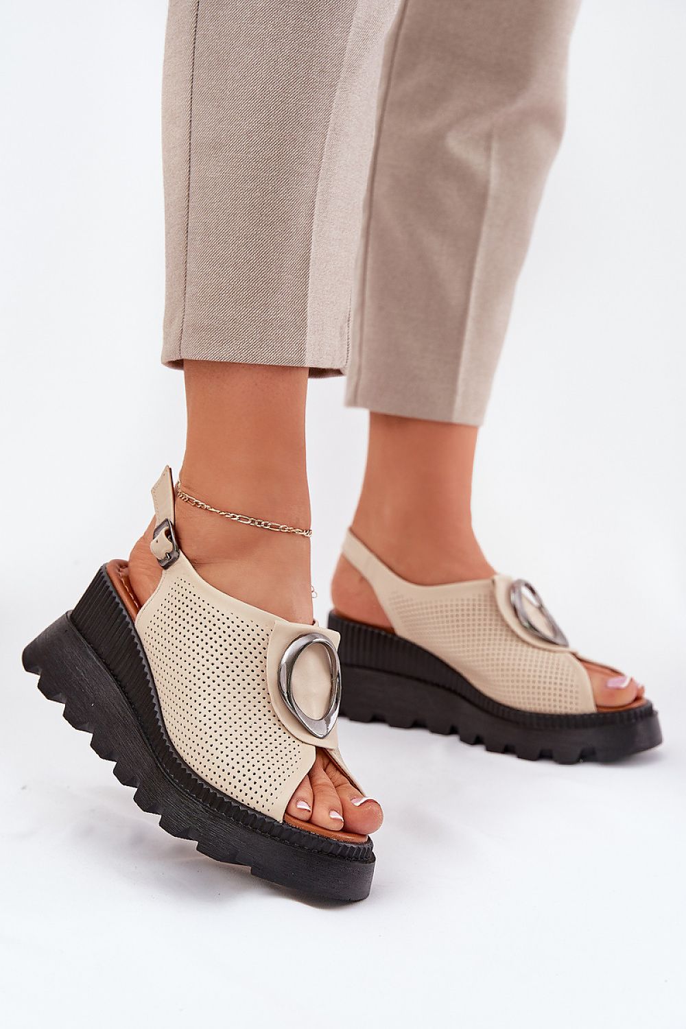  Sandale cu talpă tip pană model 213005 Step in style 