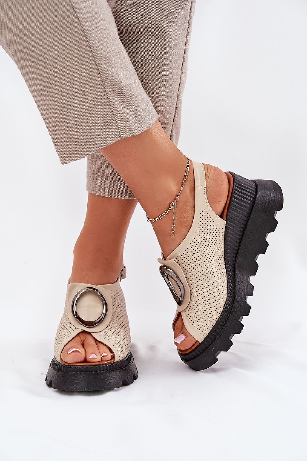  Sandale cu talpă tip pană model 213005 Step in style 