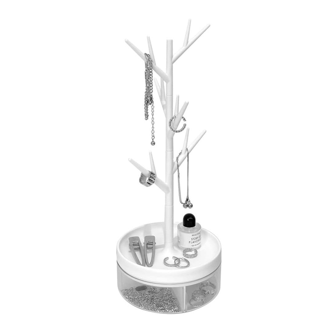 Cutie de Bijuterii, Rotativa, cu Suport Tip Ramura, 36.5 x 14 cm, din ABS+PP, Alb