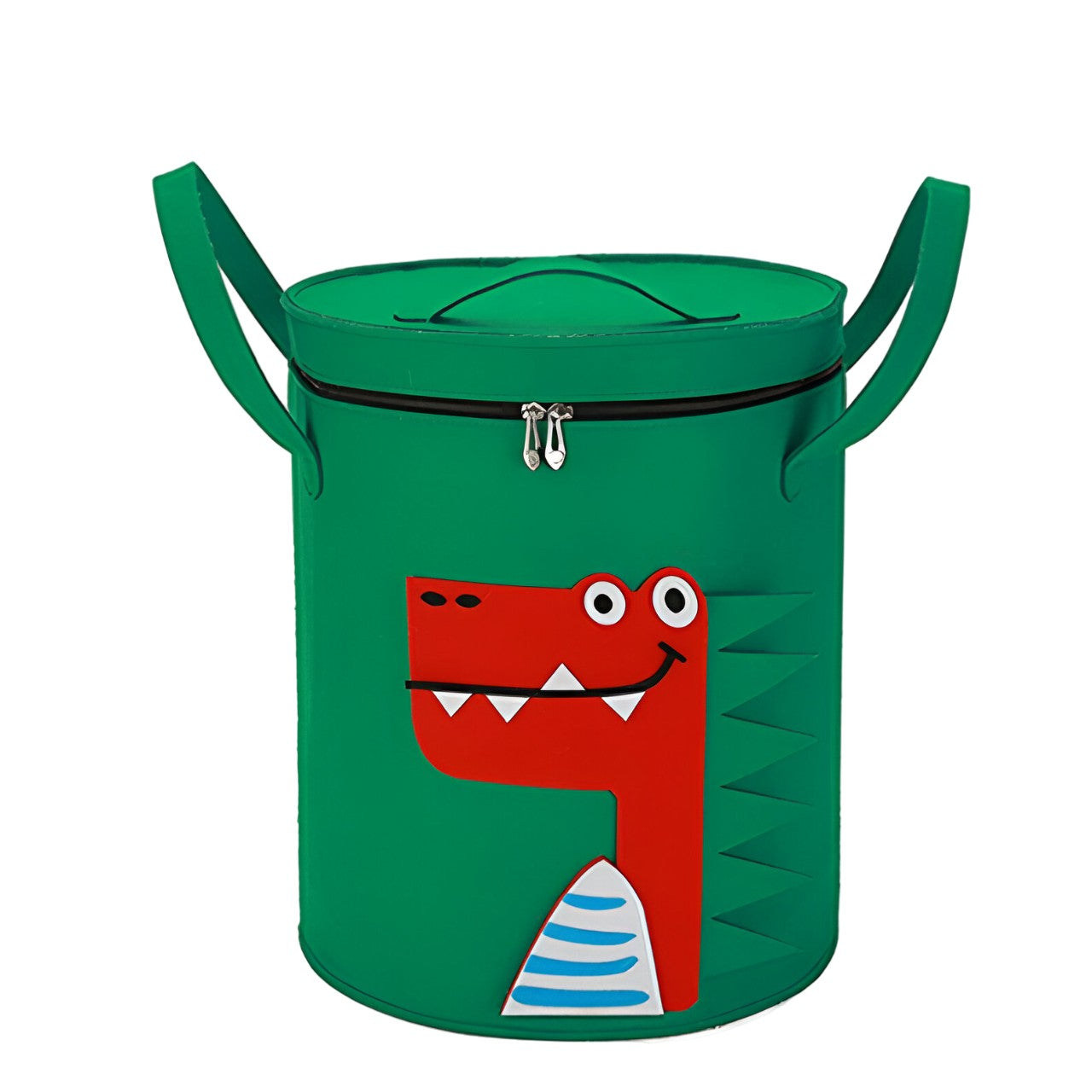 Cutie de Depozitare 2In1, Impermeabila, Covor pentru Jucarii si Lego 150cm, Capacitate Mare, cu Manere, cu Sfori, Inaltime 40cm, Model Crocodil, Verde