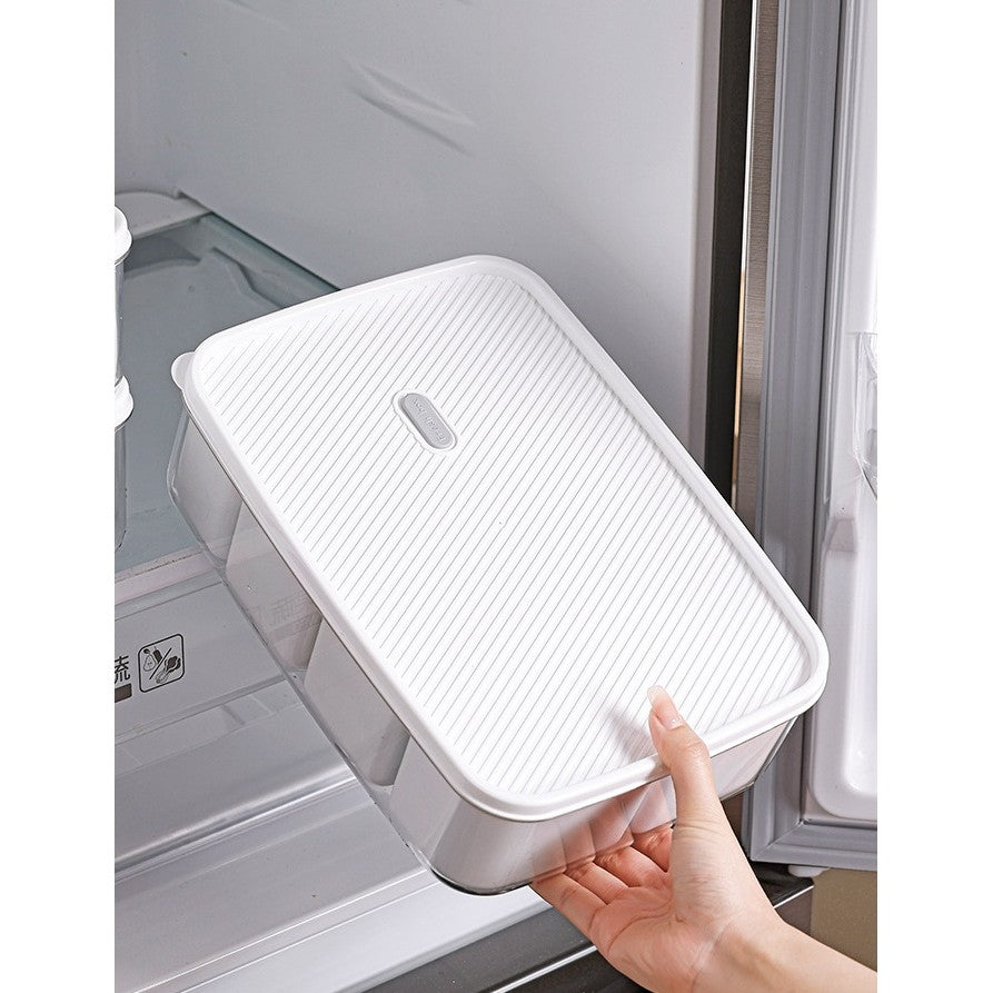 Cutie pentru Depozitare Alimente, 8 Compartimente cu Capac, Material PET+PP, 29 x 20 x 9 cm, Alb/Transparent