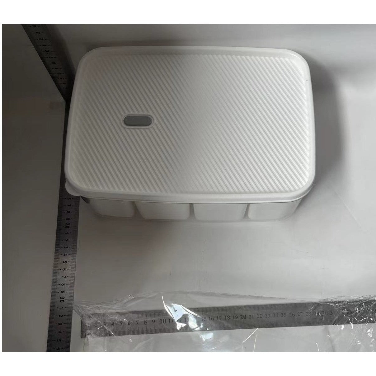 Cutie pentru Depozitare Alimente, 8 Compartimente cu Capac, Material PET+PP, 29 x 20 x 9 cm, Alb/Transparent