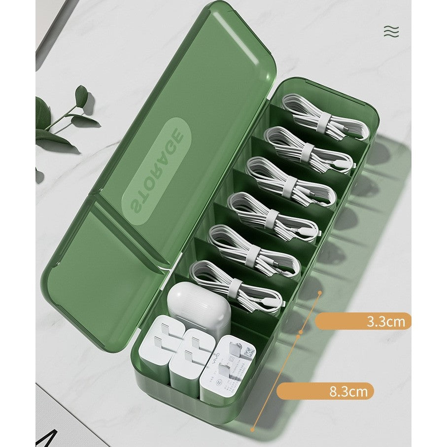 Cutie Organizatoare pentru Cabluri, din Plastic, 28 x 9 x 6 cm, Verde