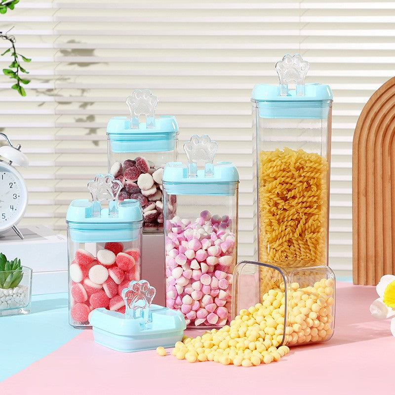Cutie de Depozitare Alimente, 1.2L, Capac Albastru, din PP+PET, Inchidere Ermetica, 10 x 10 x 20.5 cm, Transparent