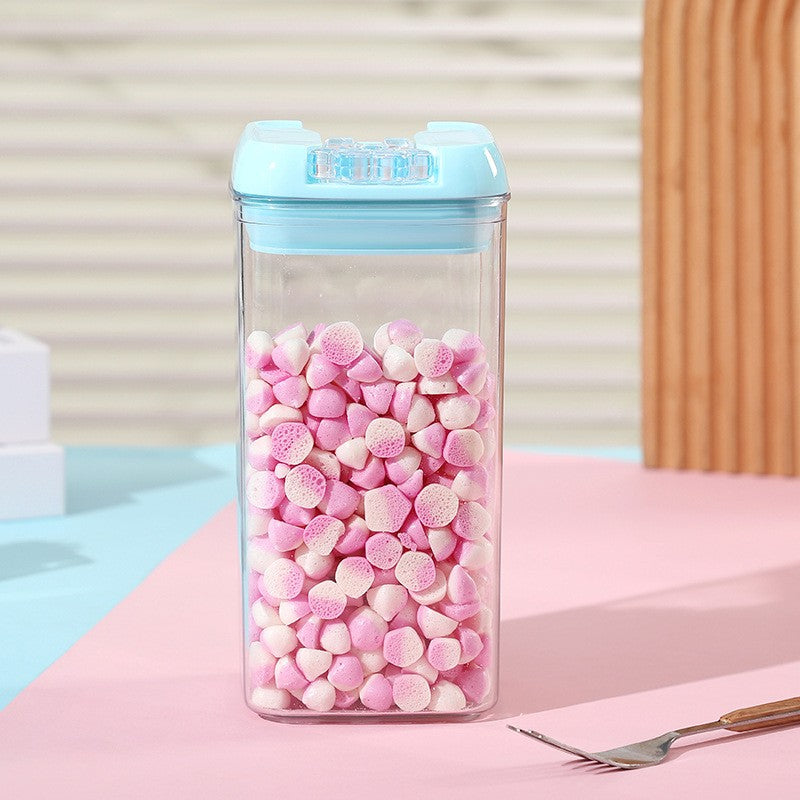 Cutie de Depozitare Alimente, 1.2L, Capac Albastru, din PP+PET, Inchidere Ermetica, 10 x 10 x 20.5 cm, Transparent