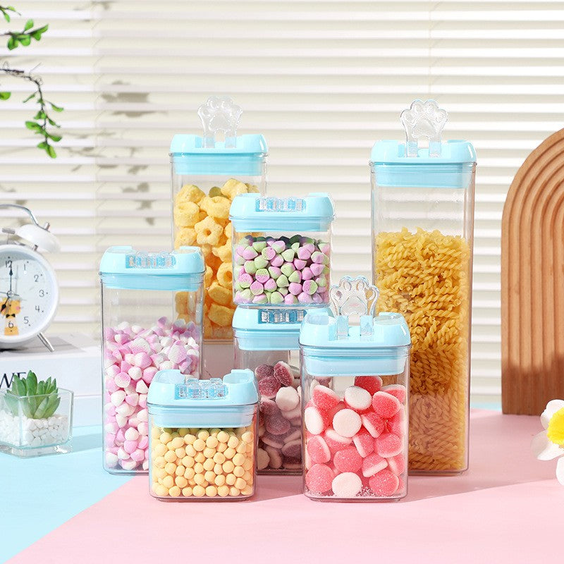 Cutie de Depozitare Alimente, 1.2L, Capac Albastru, din PP+PET, Inchidere Ermetica, 10 x 10 x 20.5 cm, Transparent