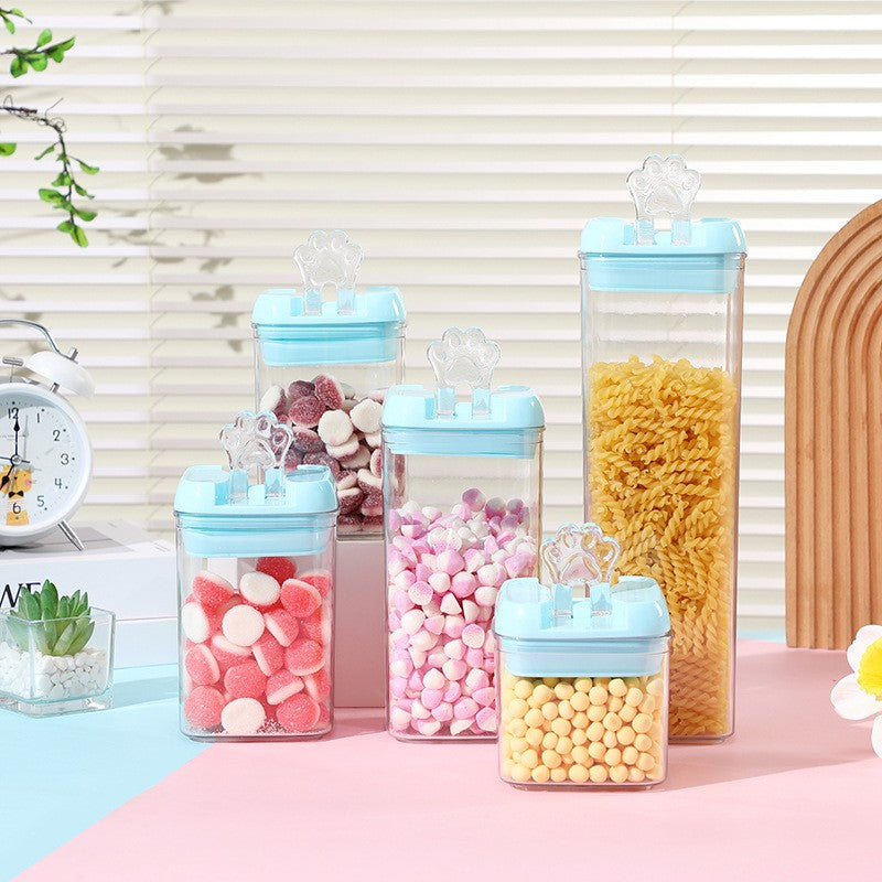 Cutie de Depozitare Alimente, Flippy, 1.9L, Capac Albastru, din PP+PET, Inchidere Ermetica, 10 x 10 x 30.5 cm, Transparent