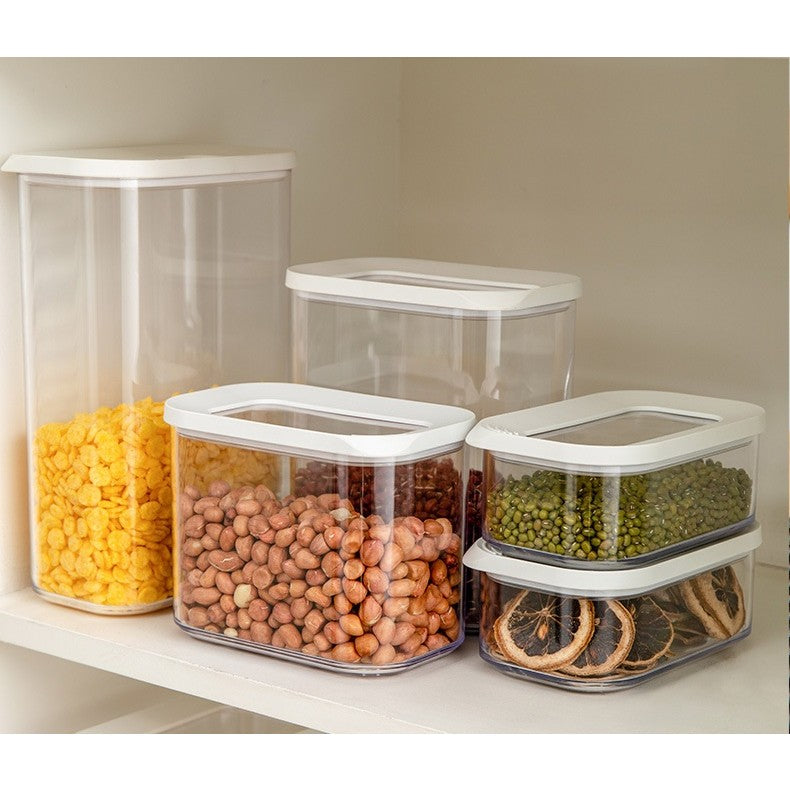 Cutie de Depozitare Alimente, Flippy, 2L, Capac Alb, din ABS+Silicon, 14.5 x 9 x 22.2 cm, Transparent