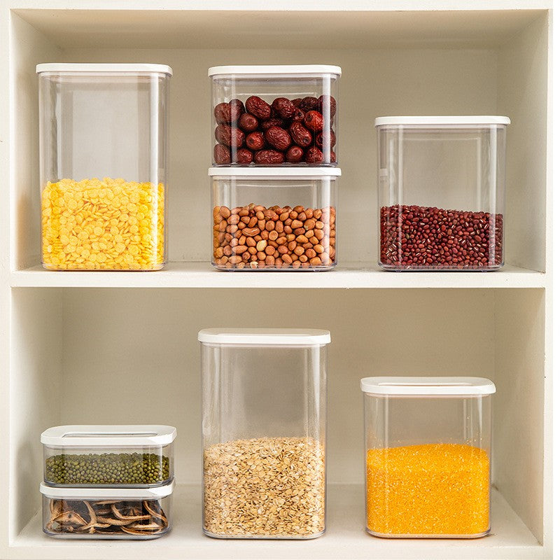 Cutie de Depozitare Alimente, Flippy, 450 ml, Capac Alb, din ABS+Silicon, 14.5 x 9 x 6 cm, Transparent