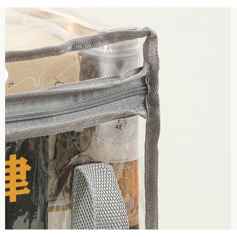 Cutie de Depozitare, din PVC + Textil, Rezistenta la Apa, Geanta pentru Carti, 32x24x25 cm, Transparent-Alb