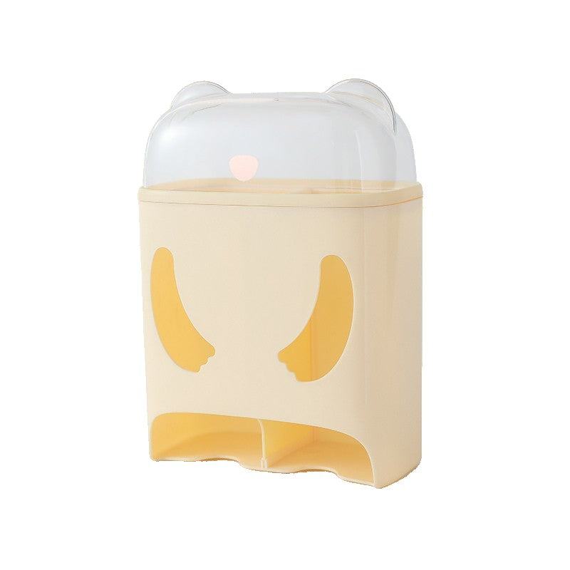 Cutie de Depozitare, Montare Perete, Adeziv, Fara Perfoare, din ABS, Model Urs, 18 x 11 x 25 cm, Crem