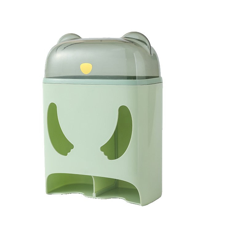 Cutie de Depozitare, Montare Perete, Adeziv, Fara Perfoare, din ABS, Model Urs, 18 x 11 x 25 cm, Verde