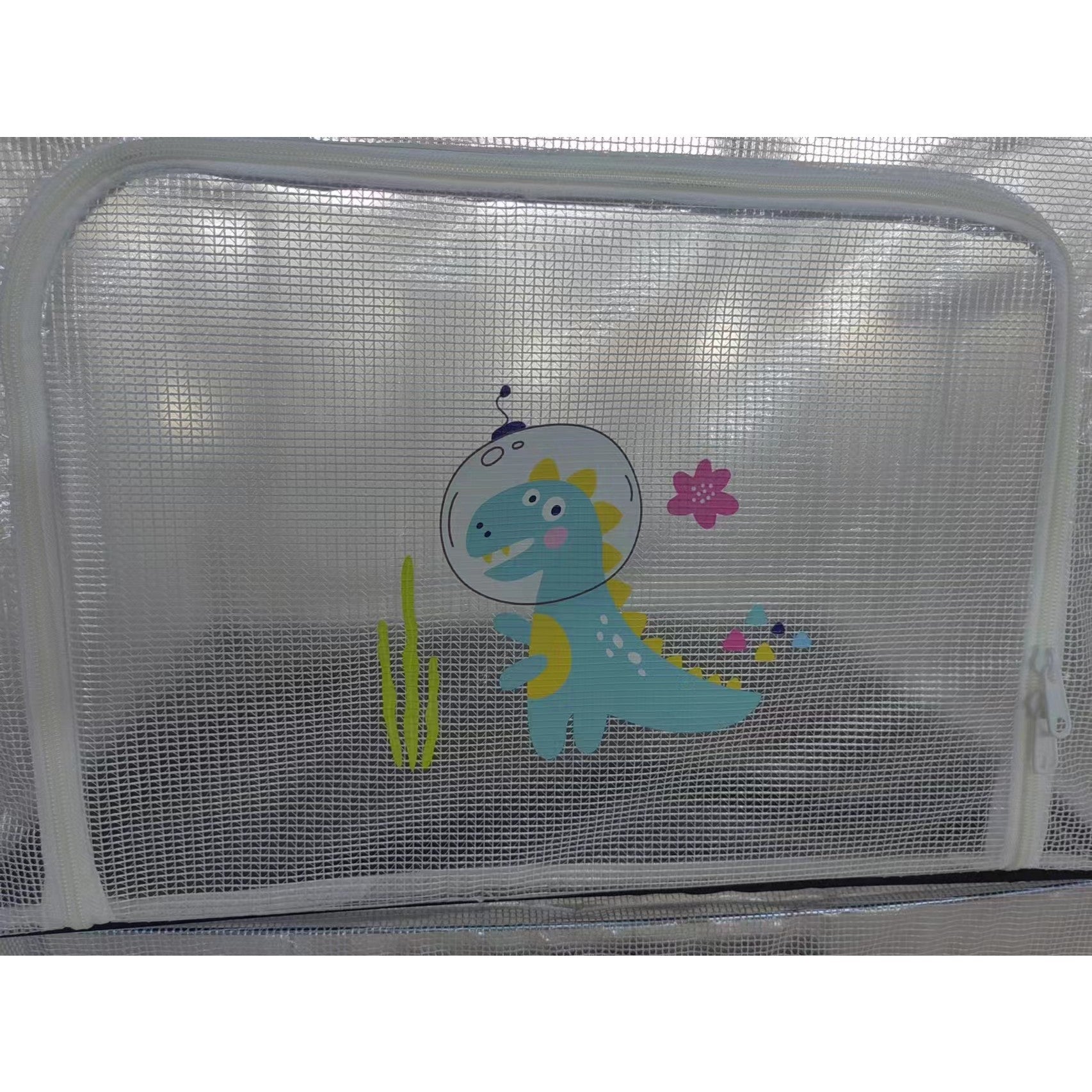 Cutie de Depozitare, pentru Camera Copiilor, 100L, din PVC, Model Dinozaur, 60 x 42 x 40 cm, Transparent