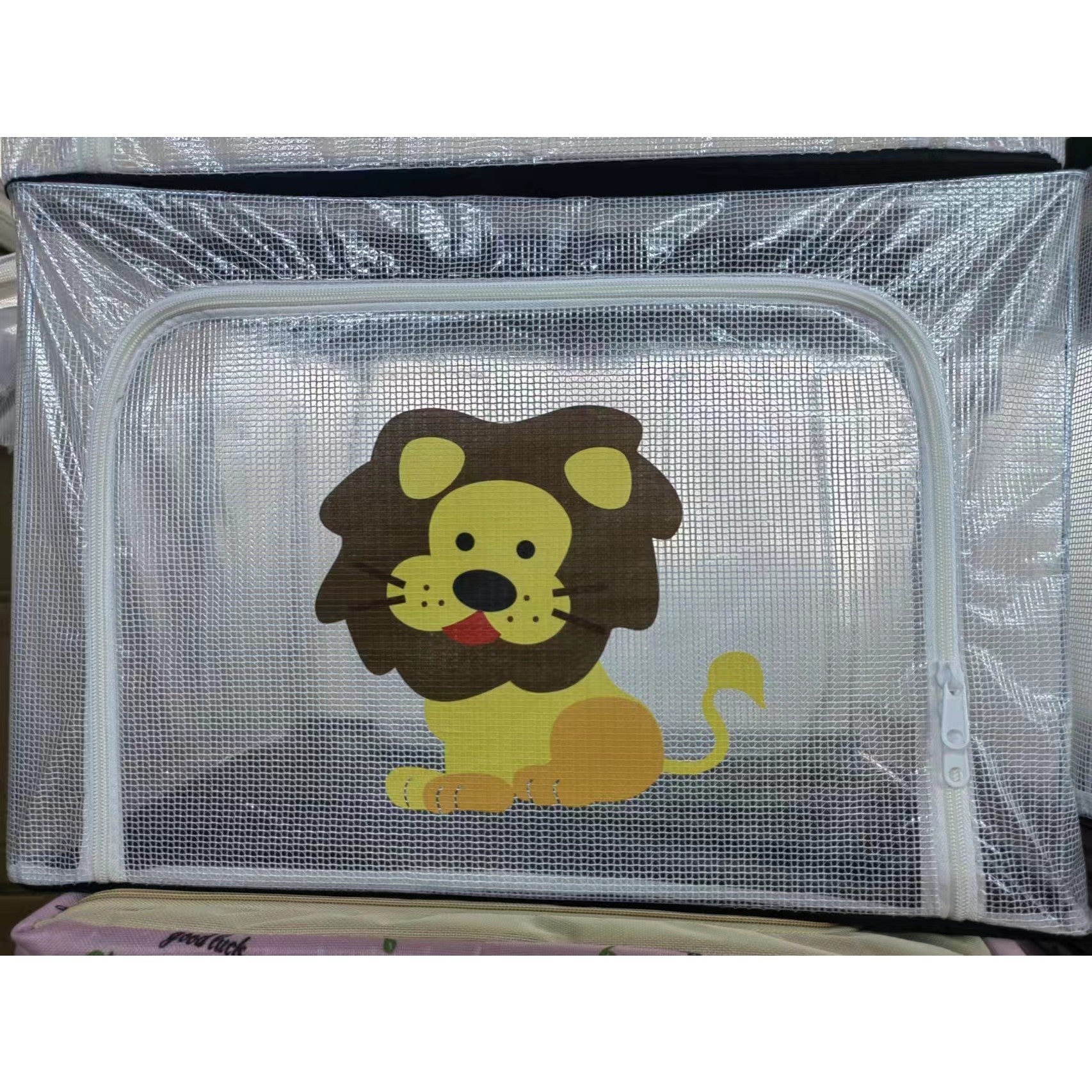 Cutie de Depozitare, pentru Camera Copiilor, 100L, din PVC, Model Leu, 60 x 42 x 40 cm, Transparent