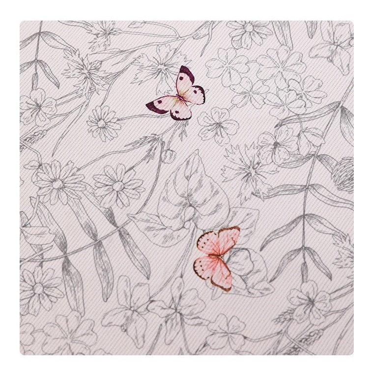 Cutie Depozitare, 66L, din Material Textil, 50 x 40 x 33 cm, pentru Haine si Lenjerii, Model Fluturasi, Bej