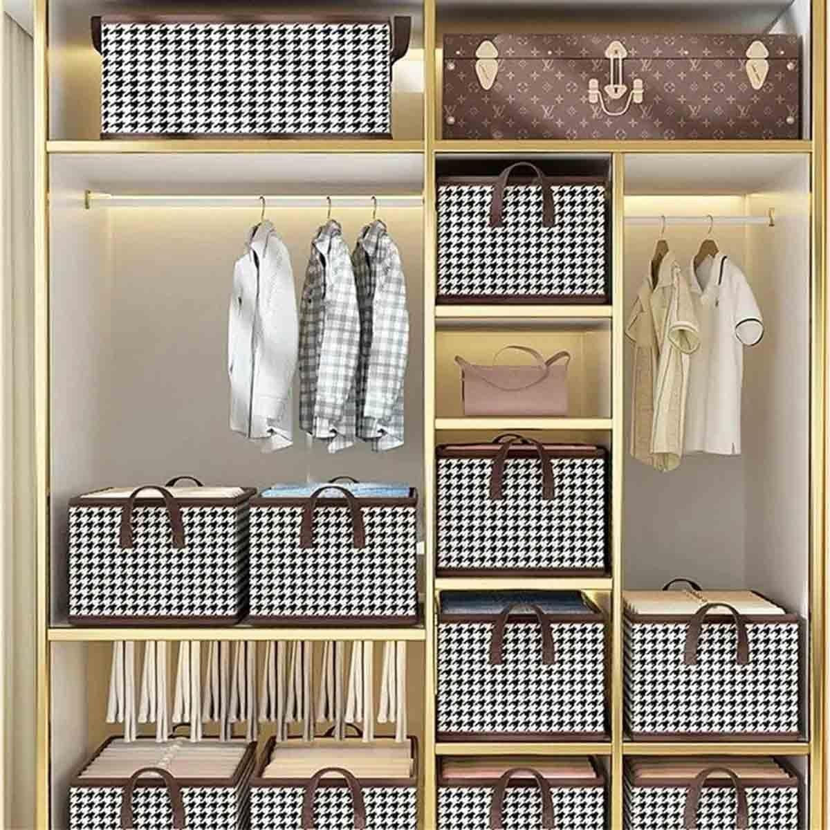 Cutie De Depozitare, Pentru Haine, Lenjerie, Sosete Si Sutiene, Material Textil, 9 Compartimente, 44x30x20 cm, Culoare Alb-Negru