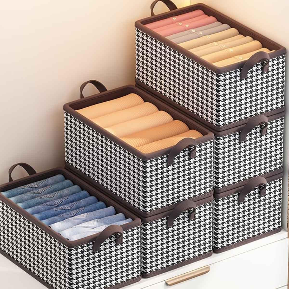 Cutie De Depozitare, Pentru Haine, Lenjerie, Sosete Si Sutiene, Material Textil, 9 Compartimente, 44x30x20 cm, Culoare Alb-Negru