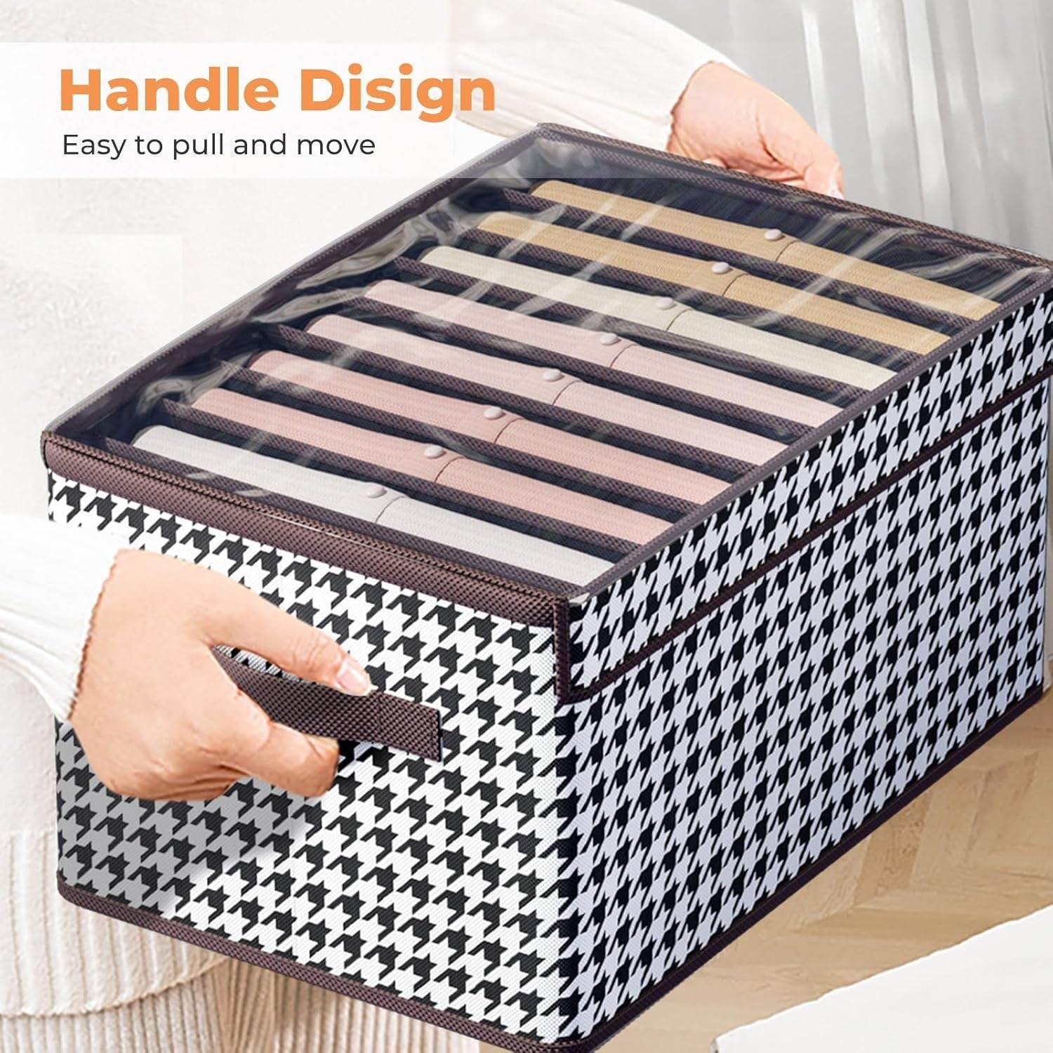 Cutie De Depozitare, Pentru Haine, Lenjerie, Sosete Si Sutiene, Material Textil, 9 Compartimente, 44x30x20 cm, Culoare Alb-Negru