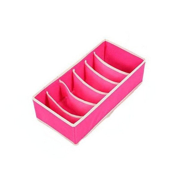 Cutie De Depozitare, Pentru Lenjerie, Sosete Si Sutiene, Material Textil, 6 Compartimente, 32 x 16 x 10 cm, Culoare Roz