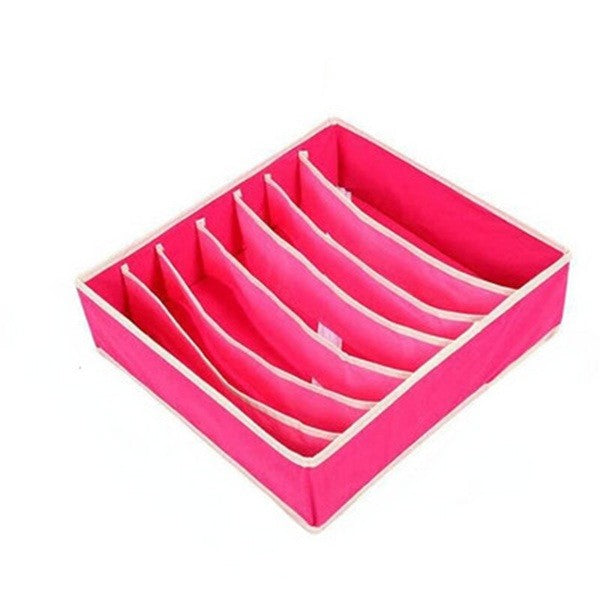 Cutie De Depozitare, Pentru Lenjerie, Sosete Si Sutiene, Material Textil, 7 Compartimente, 32 x 32 x 10 cm, Culoare Roz